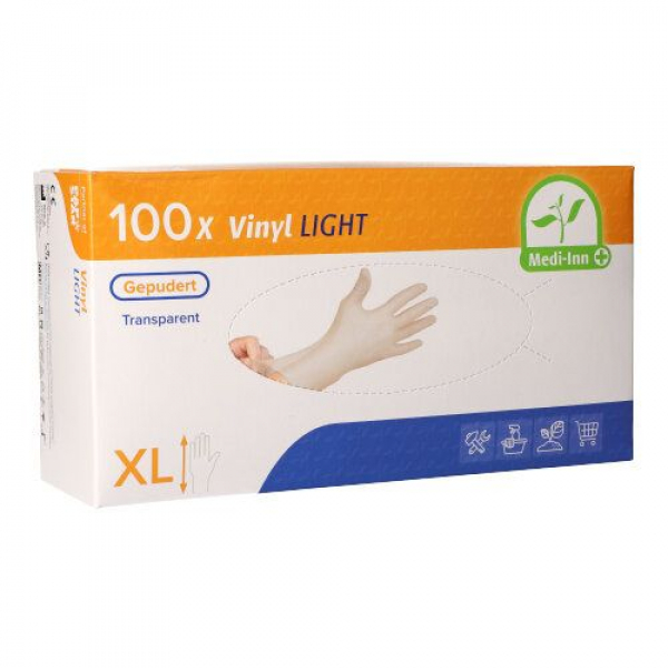Vinylhandschuhe, gepudert, transparent, Größe XL, "Medi-Inn® PS" "Light